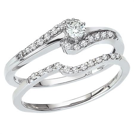 14K White Gold Qpid .27 Ct Diamond Bridal Ring Set