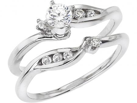 14K White Gold .33 Ct Diamond Qpid Bridal Ring Set