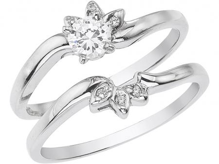 14K White Gold Qpid .25 Ct Diamond Bridal Ring Set