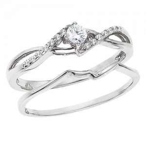 14K White Gold Qpid .15 Ct Diamond Bridal Ring Set