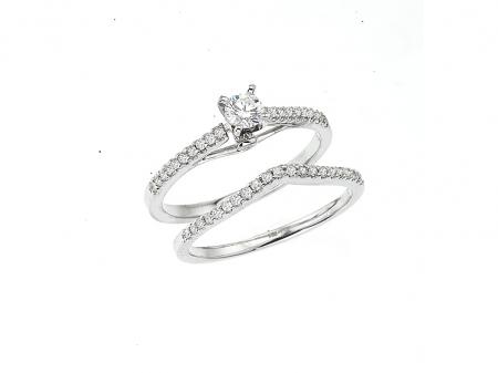 14K White Gold Qpid .50 Ct Diamond Bridal Ring Set