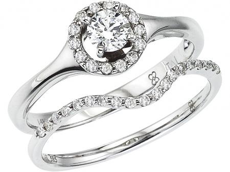 14K White Gold Qpid Bridal .52 ct Diamond Circle Of Love Ring Set