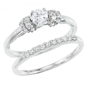 14K White Gold Qpid .50 Ct Diamond Bridal Ring Set