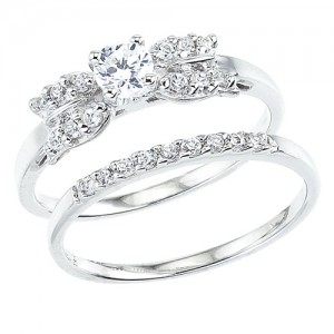 14K White Gold Qpid .46 Ct Diamond Butterfly Bridal Ring Set