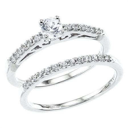 14K White Gold Qpid .50 Ct Diamond Bridal Ring Set