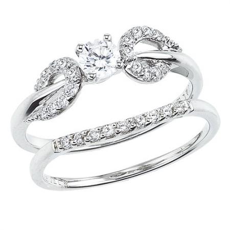 14K White Gold Qpid .50 Ct Diamond Circle Bridal Ring Set