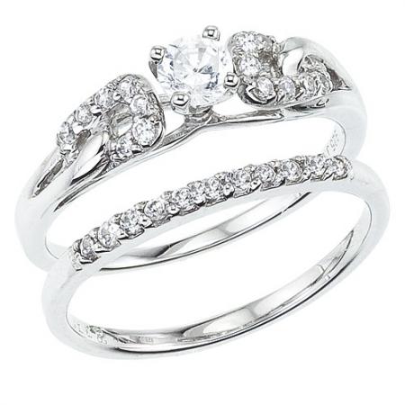 14K White Gold Qpid .50 Ct Diamond Bridal Set