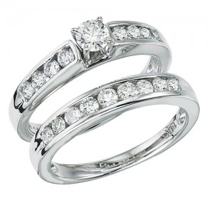 14K White Gold Qpid 1 Ct Diamond Bridal Ring Set