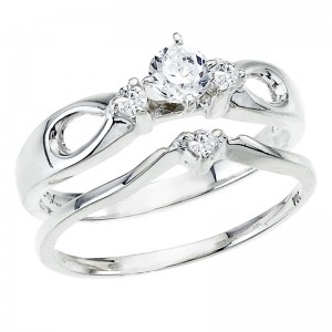 14K White Gold Qpid .33 Ct Diamond Open Bridal Ring Set
