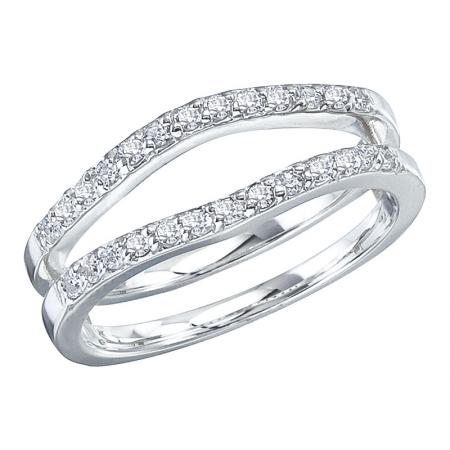 14K White Gold Qpid Bridal .26 Ct Diamond Wrap Band Ring