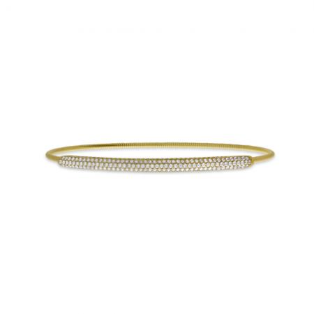 14K Yellow Gold Diamond Pave Expandable Bracelet