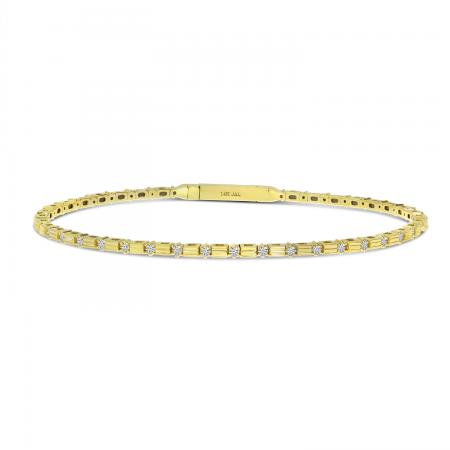 14K Yellow Gold Diamond Bar Flexible Bracelet