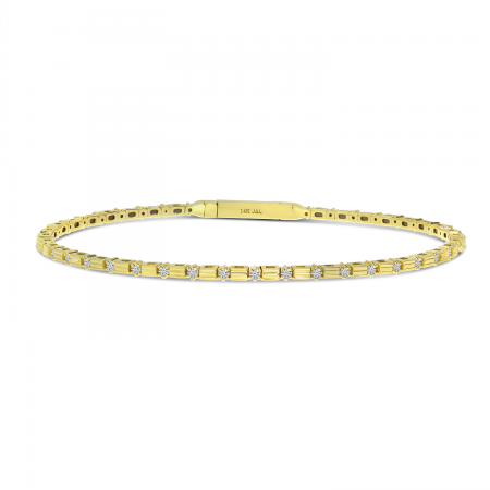 14K Yellow Gold Diamond Bar Flexible Bracelet