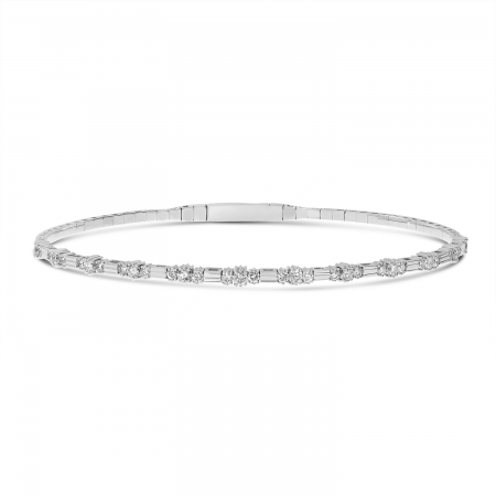 14K White Gold Three Diamond Flexible Bracelet