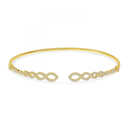 14K Yellow Gold Diamond Flex Infinity Bangle Bracelet