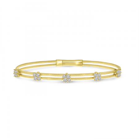 14K Yellow Gold Diamond Cluster Flexible Bracelet