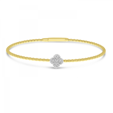 14K Yellow Gold Two-Tone Clover Flexible Bracelet