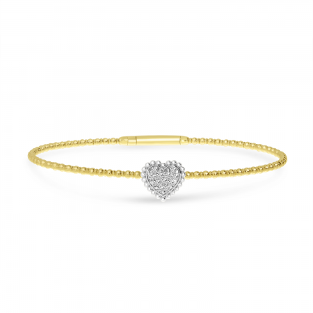 14K Two-Tone Heart Flexible Bracelet