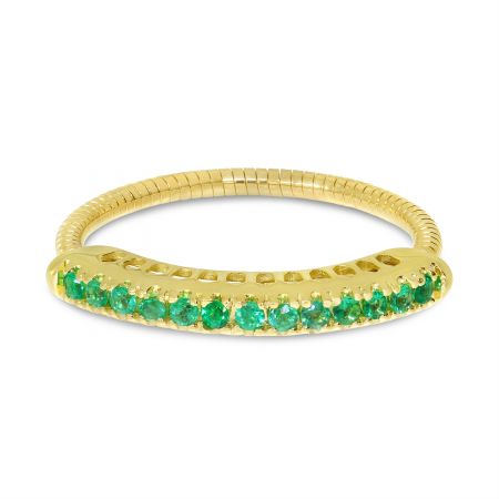 14K Yellow Gold Emerald Stretch Ring