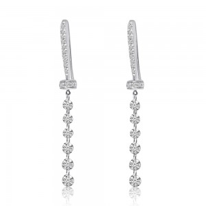 14K White Gold J Diamond J Hook .90 Ct Dashing Diamond Earrings