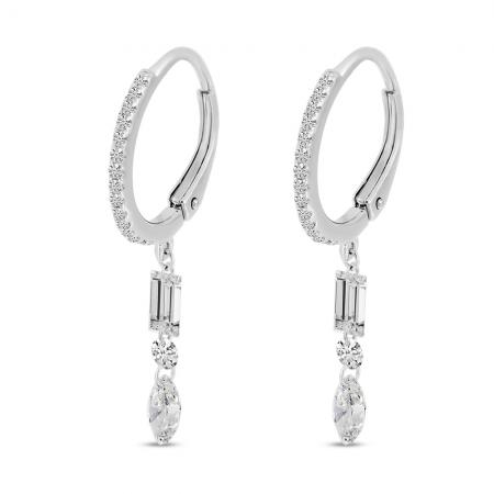 14K White Gold Dashing Diamonds Fancy Cut Drop Earrings