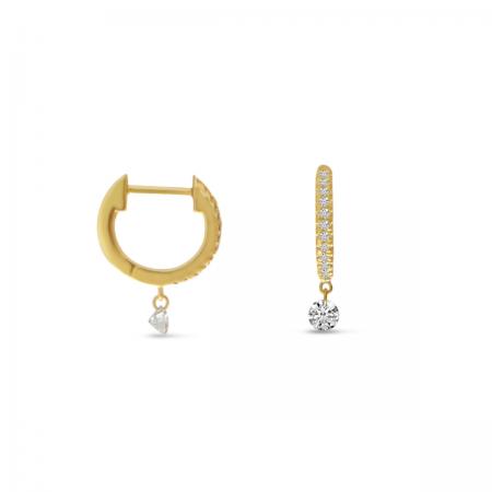 14K Yellow Gold Dashing Diamonds Petite Huggie .23 ct Diamond Earrings