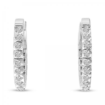 14K White Gold .50 ct Fishtail Inside Out Hoop Earrings