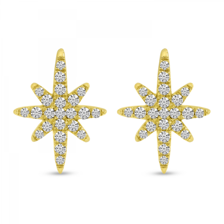 14K Yellow Gold Diamond Small Starburst Earring