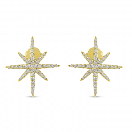 14K Yellow Gold Diamond Starburst Earrings