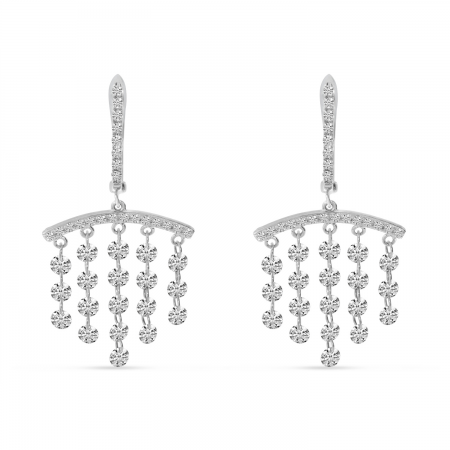 14K White Gold Dashing Diamond Bar Chandelier Earrings