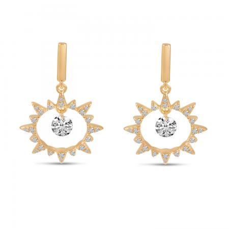 14K Rose Gold Dashing Diamonds Sun Pendant