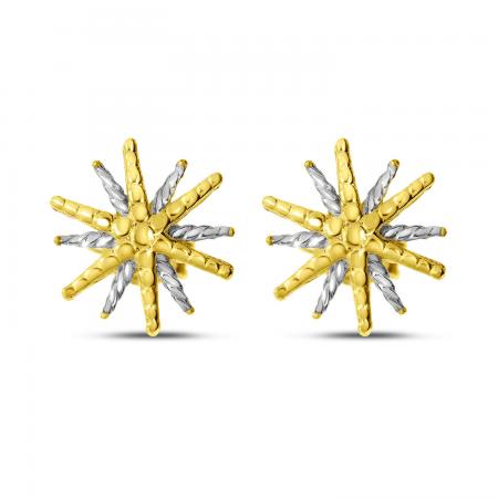 14K Yellow Gold Two-Tone Starburst Stud Earrings