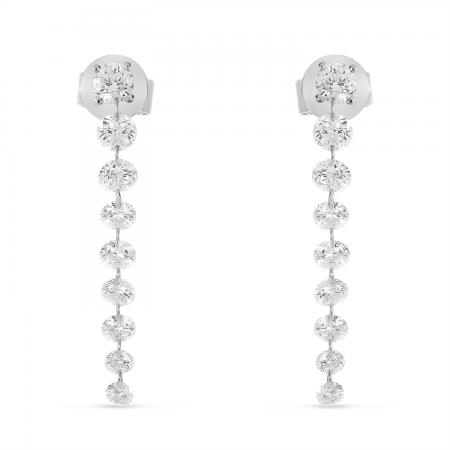 14K White Gold 1.70 ct Dashing Diamond Dangle Stud Earring