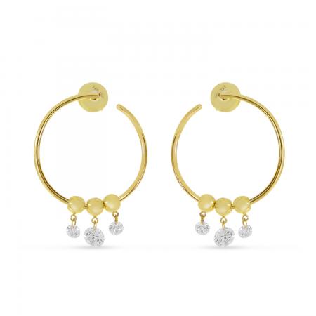 14K Yellow Gold Dashing Diamond Circle Hoop Earrings