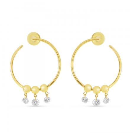 14K Yellow Gold Dashing Diamond Circle Hoop Earrings