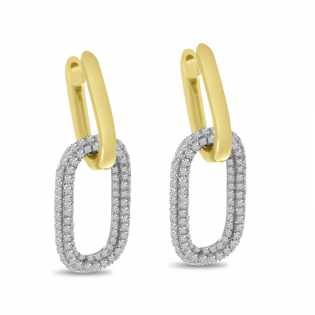 14k Yellow Gold Diamond and Gold Link Earrings