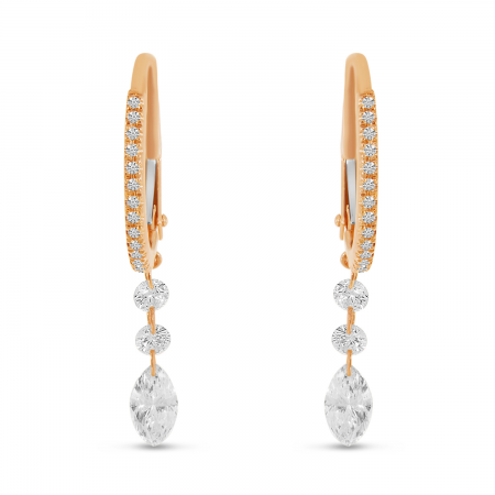 14K Rose Gold Dashing Diamonds Fancy Marquis Drop Earrings
