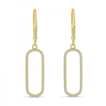 14K Yellow Gold Diamond Paperclip Earrings
