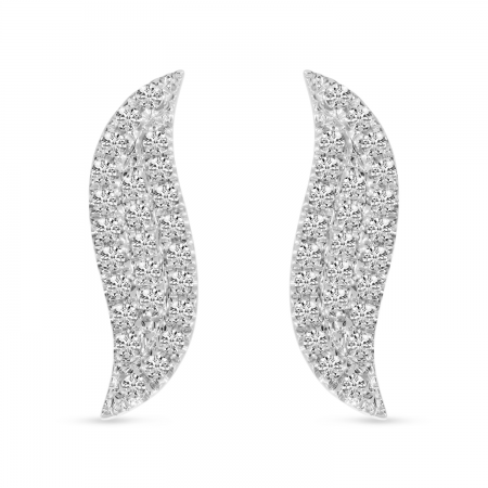 14K White Gold Diamond Pave Wave Stud Earrings