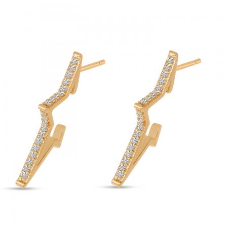14K Yellow Gold Diamond Starburst Huggie Earrings