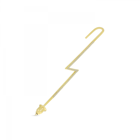 14K Yellow Gold Diamond Lightning Bolt Pin Earring