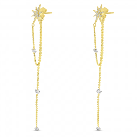 14K Yellow Gold Dashing Diamonds Chain with Starburst Stud Earrings