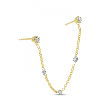 14K Yellow Gold Dashing Diamond 0.40CTW Double Hole Chain Single Earring