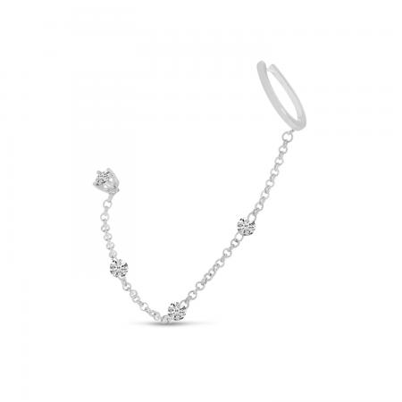 14K White Gold Dashing Diamond Double Hole Chain Earrings