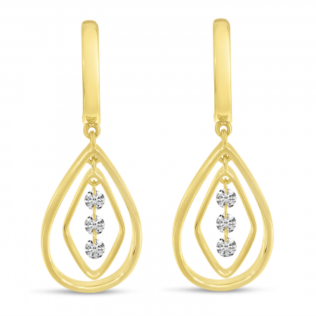 14K Yellow Gold Dashing Diamonds Chandelier Drop Earrings 