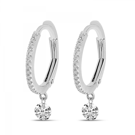 14K White Gold Dashing Diamonds Petite Huggie Earrings