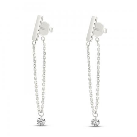14K White Gold Dashing Diamond Chain Earrings