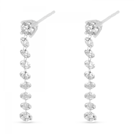 14K White Gold Dashing Diamond Stud with Drop Earrings