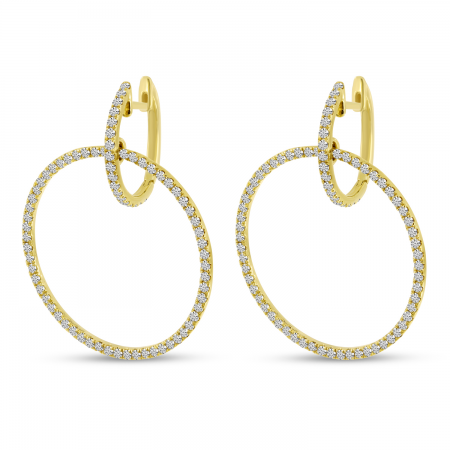 14K Yellow Gold Diamond Interlocking Circles Earrings