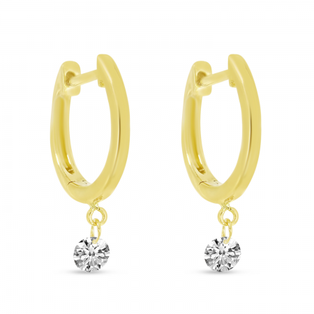 14K Yellow Gold Dashing Diamond Huggie Earrings